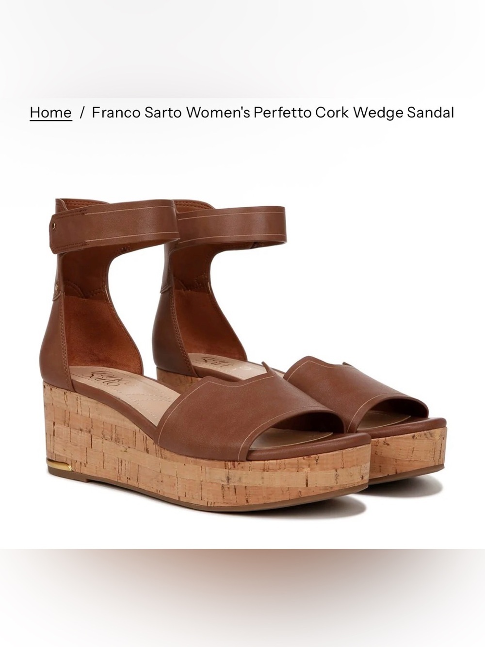 Franco Sarto Brown Cork Platform Wedge Sandals
